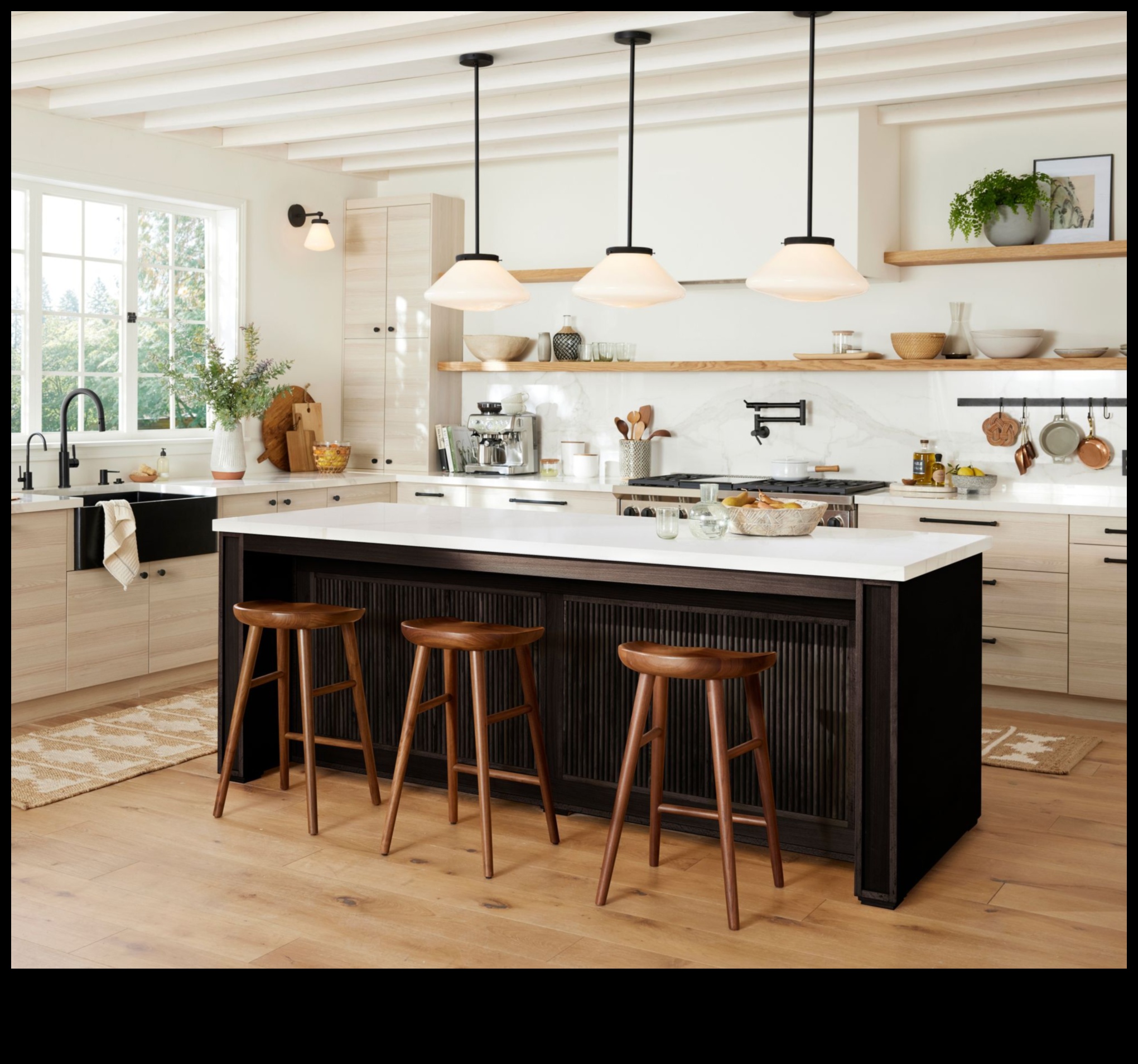 Care sunt câteva idei industriale de decor de bucătărie chic cu lumini cu pandantiv Edison Bulb?